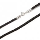 Leather Braid Necklace 4mm 46-50cm with silver lock